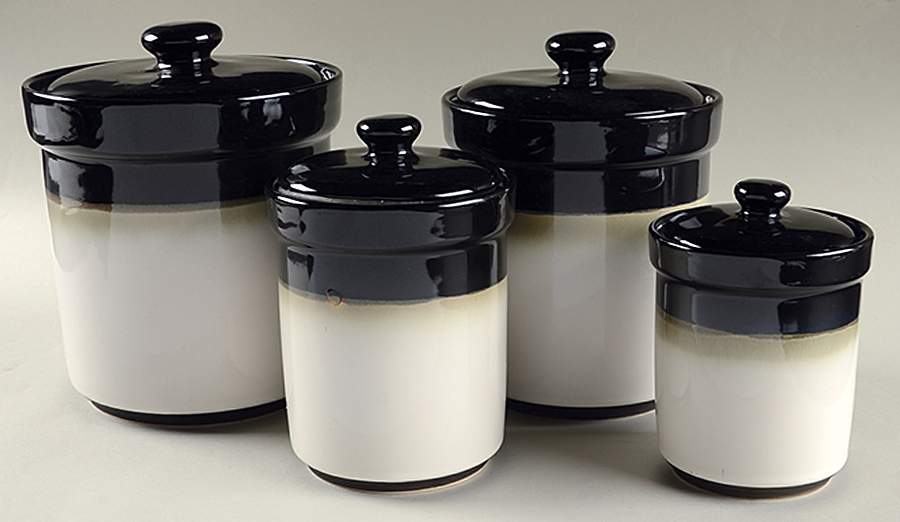 Nova Black (Newer, Grayish White Center) (4 Piece) Canister Set (Box Set) by Sango-1