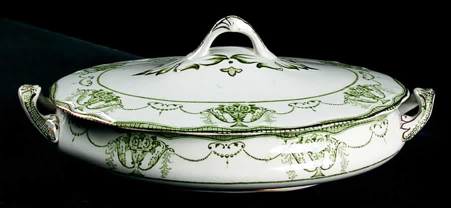 Swindon Green Oval Covered Vegetable by Stanley Pottery -1