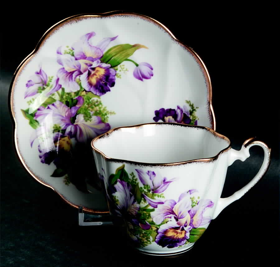Orchid Flat Cup & Saucer Set by Salisbury-1