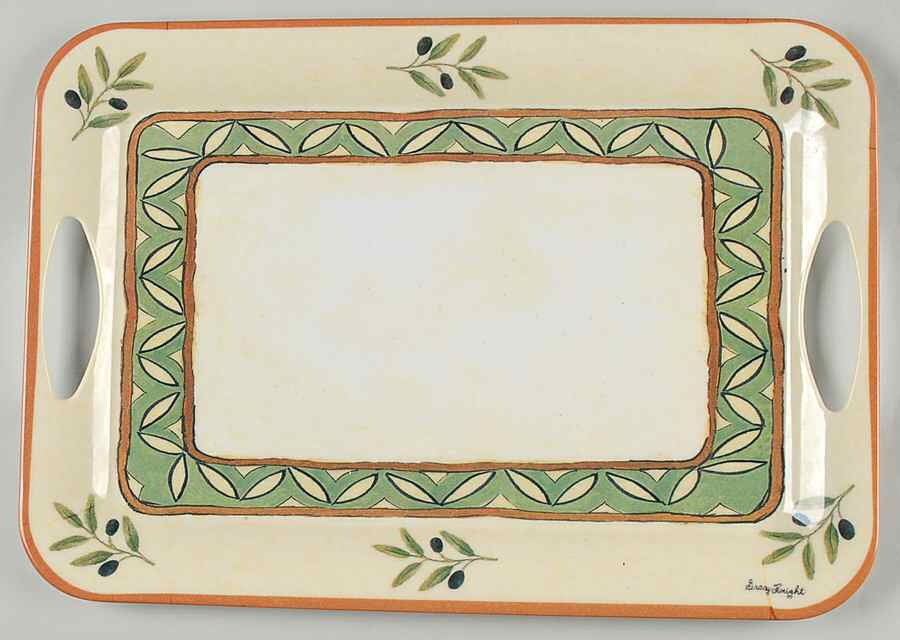 Les Olives Handled Melamine Tray by Sakura-1