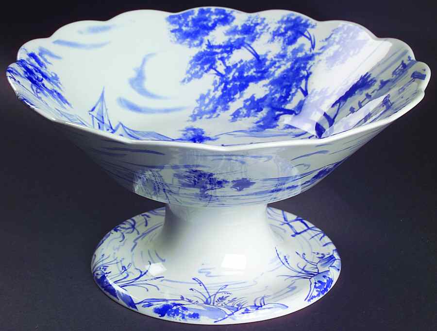 Blue Room Delftware Round Compote (Height X Width) by Spode-1