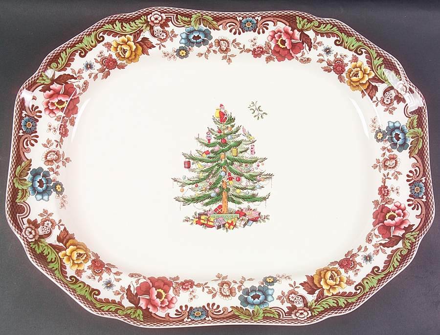 Christmas Tree Grove 19" Oval Serving Platter by Spode-1