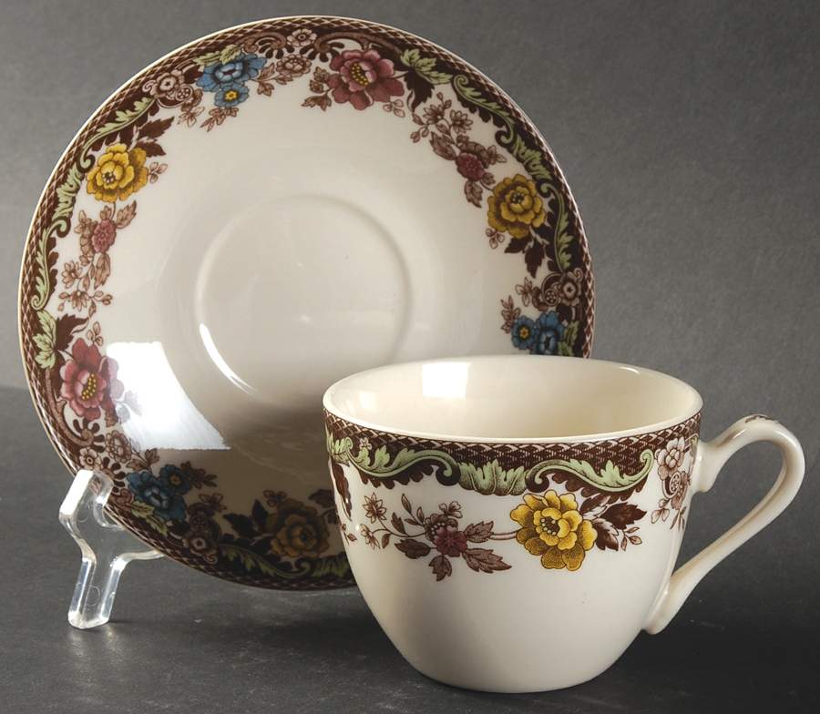 Christmas Tree Grove Flat Cup & Saucer Set by Spode-1