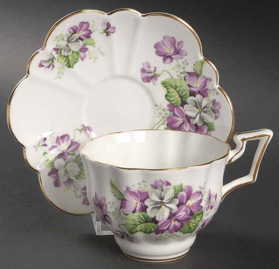 Devonshire Violets Flat Cup & Saucer Set by Salisbury-1