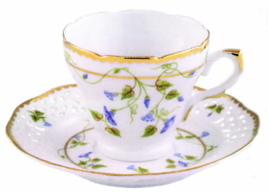 Morning Glory Flat Cup & Saucer Set by Sadek-1