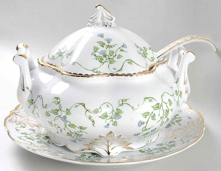 Morning Glory Tureen & Lid w/Ladle & Underplate by Sadek-1