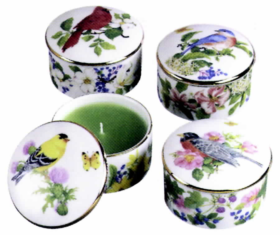 Songbird Round Box & Lid with Candle by Sadek-1