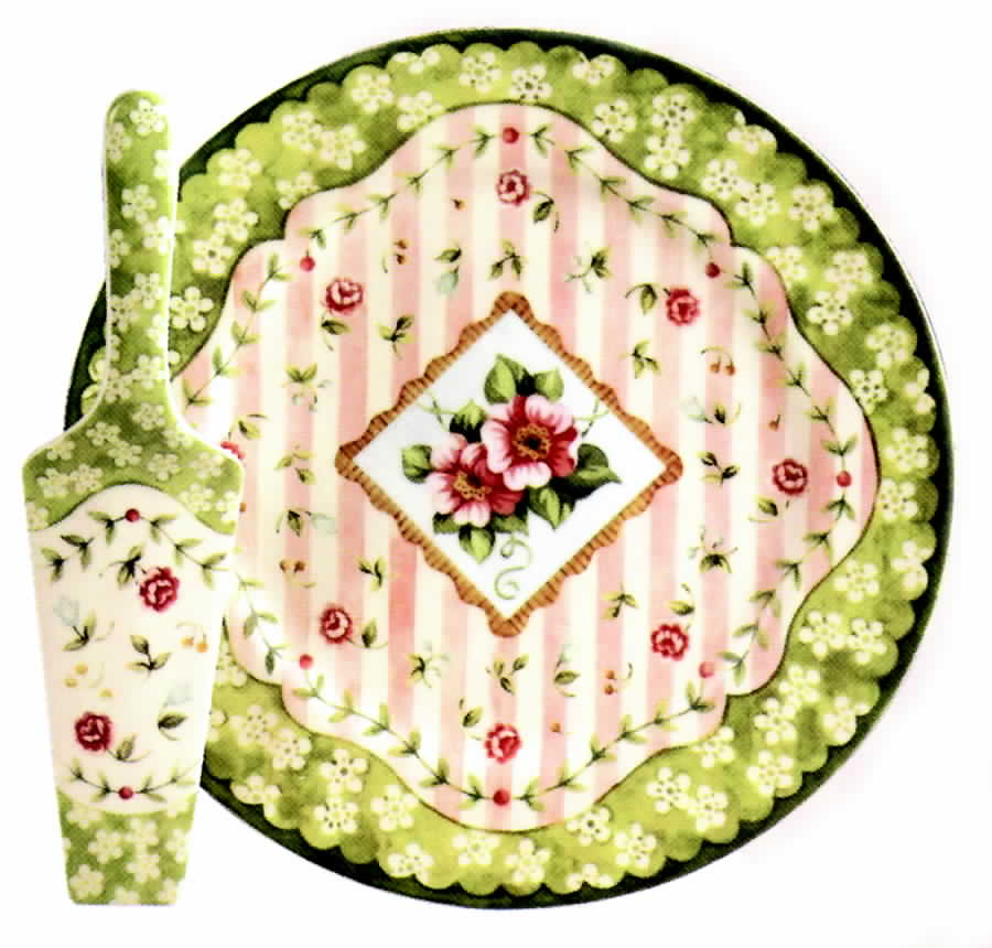 Vintage Rose Cake Plate and Server (Boxed Set) by Sadek-1