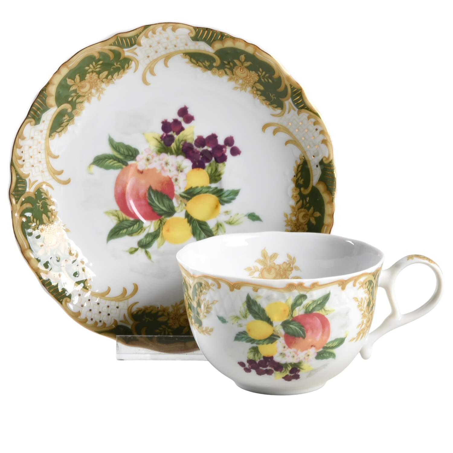 Antique Fruit Flat Cup & Saucer Set by Sadek-1