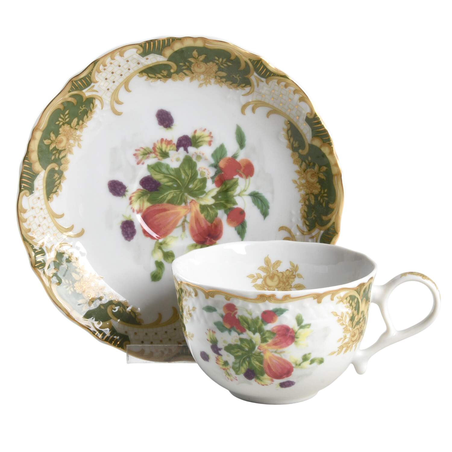 Antique Fruit Flat Cup & Saucer Set by Sadek-1