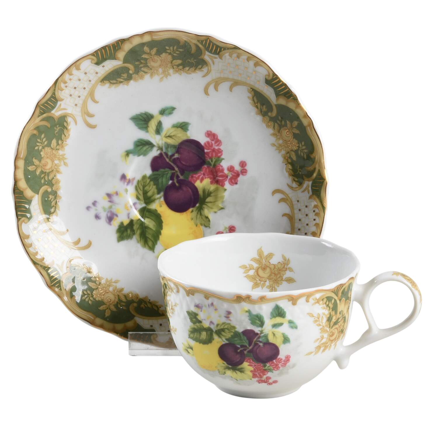 Antique Fruit Flat Cup & Saucer Set by Sadek-1