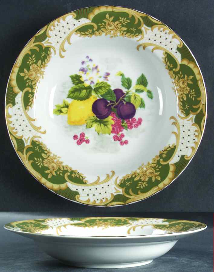 Antique Fruit Rim Soup Bowl by Sadek-1