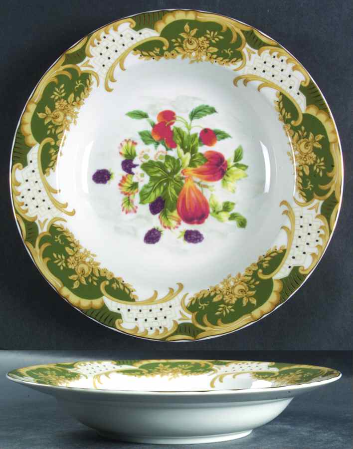 Antique Fruit Rim Soup Bowl by Sadek-1