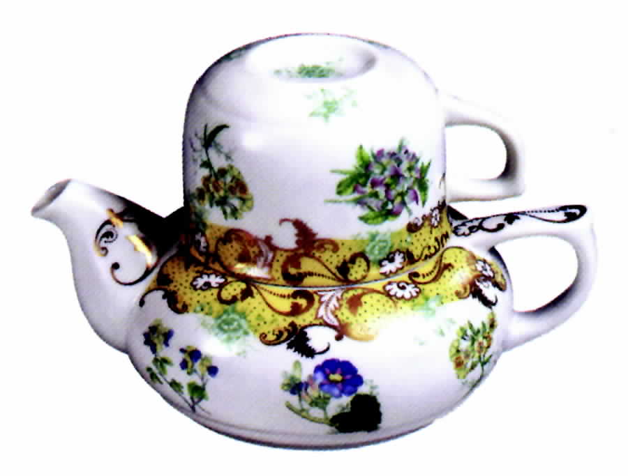 English Garden Individual Teapot & Lid with Cup by Sadek-1