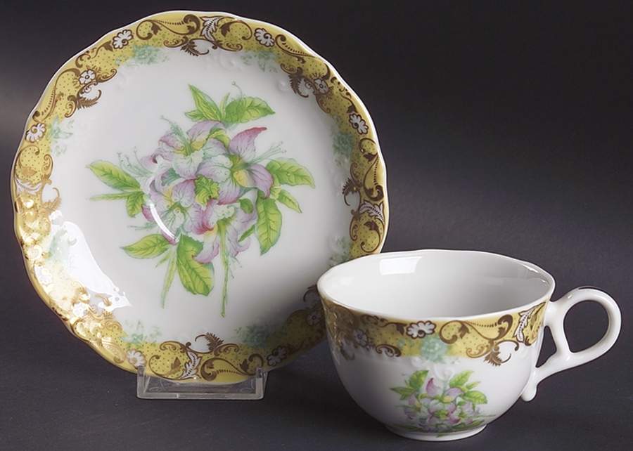 English Garden Flat Cup & Saucer Set by Sadek-1