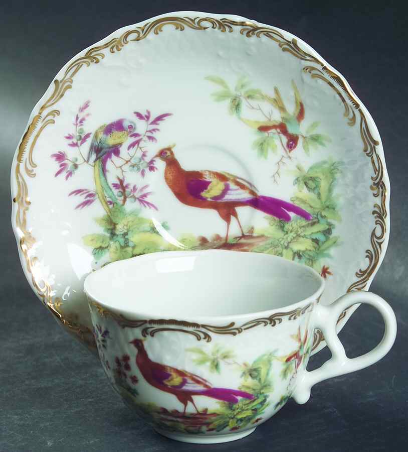 Exotic Birds Flat Cup & Saucer Set by Sadek-1