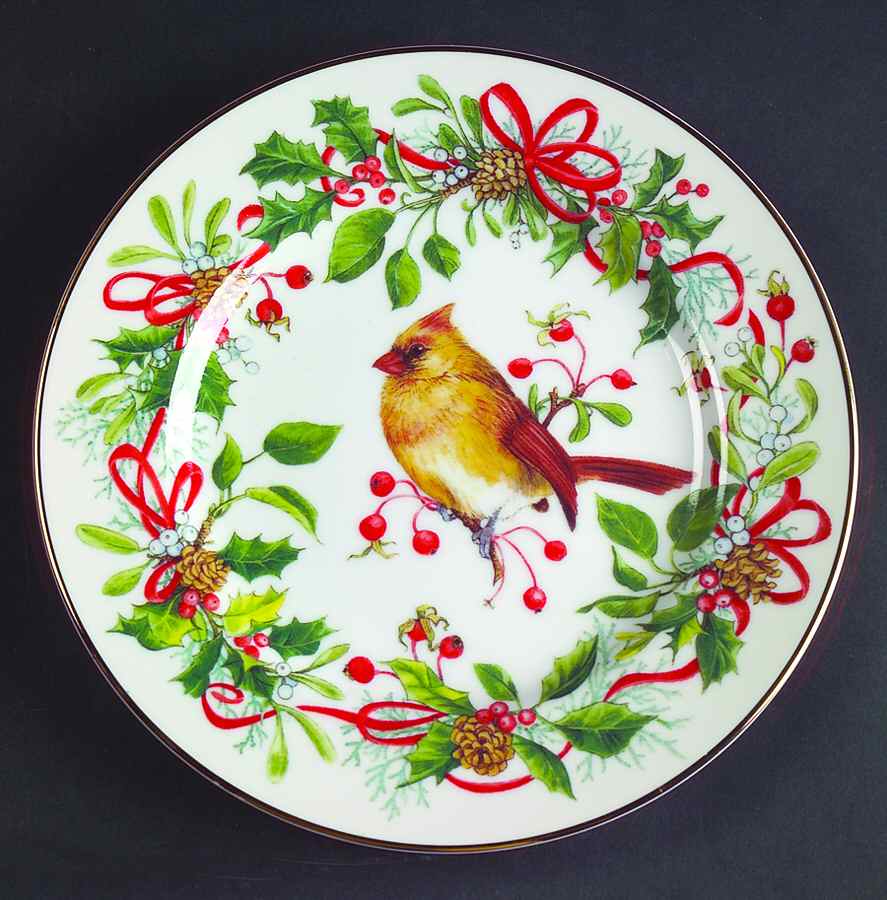 Winter Birds & Wreath Salad Plate by Sadek-1