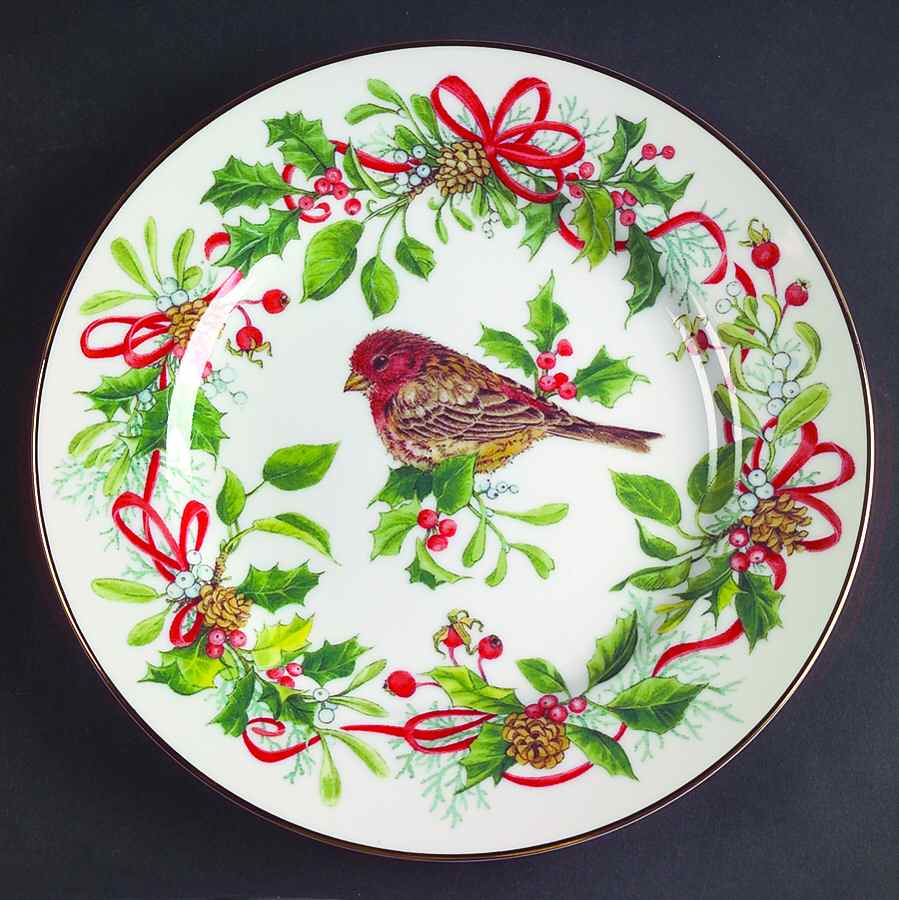 Winter Birds & Wreath Salad Plate by Sadek-1