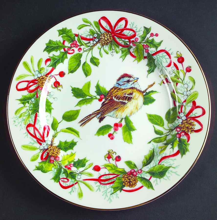 Winter Birds & Wreath Salad Plate by Sadek-1