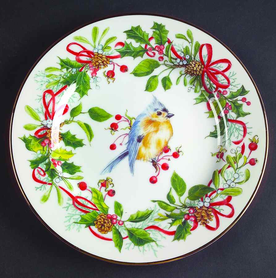 Winter Birds & Wreath Salad Plate by Sadek-1