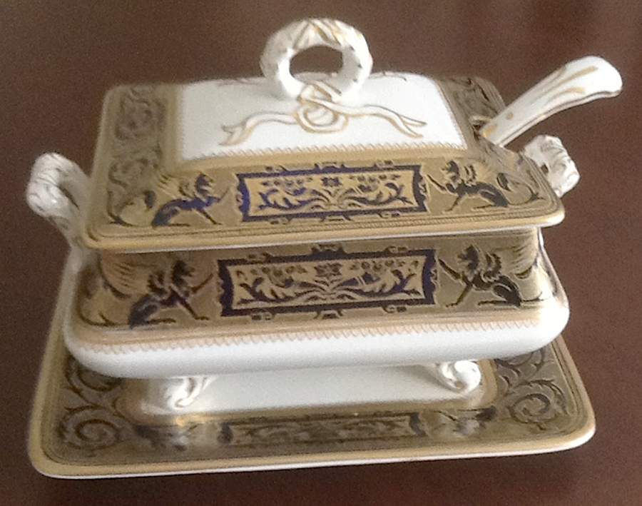 5078 Rectangular Tureen &  Lid with Ladle & Underplate by Soho Pottery-1
