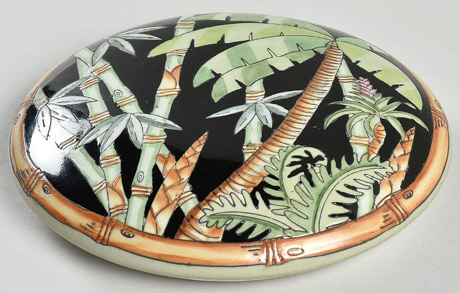 Tropical Jungle Heliconia Lid for Round Box by Sadek-1