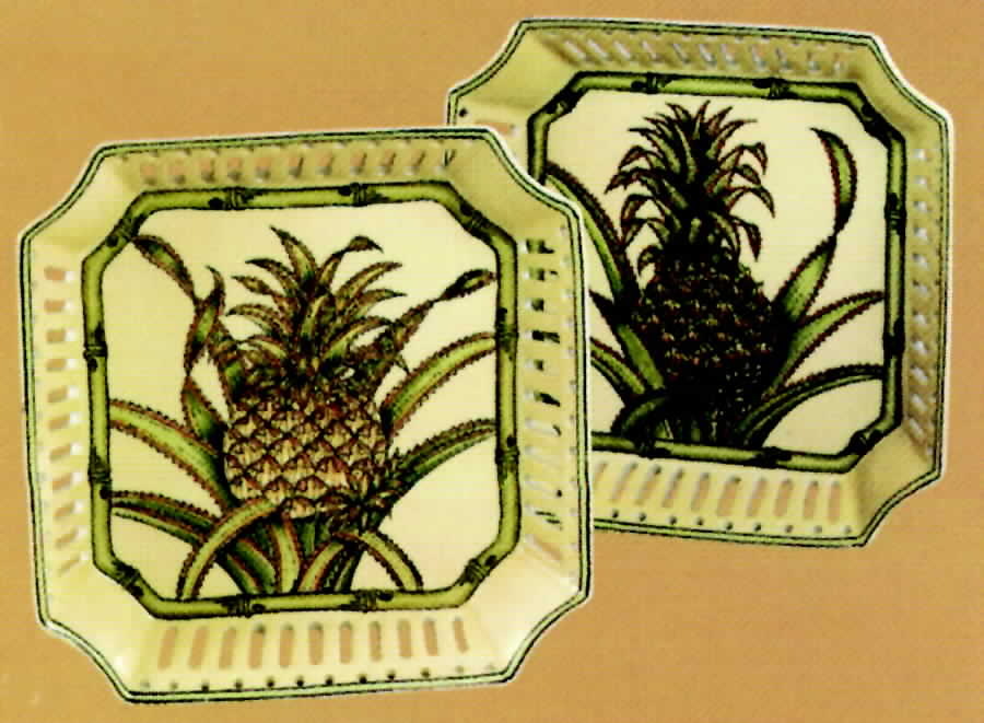 Pineapples 9" Pierced Square Plate by Sadek-1