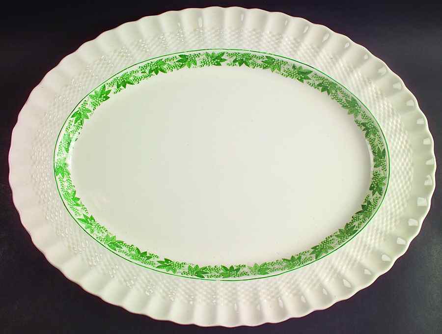 Valencia Green (Green Verge, No Trim) 19" Oval Serving Platter by Spode-1