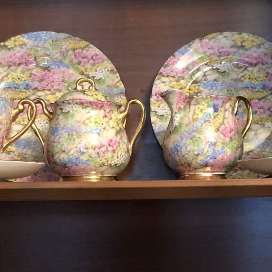 Rock Garden Sugar Bowl & Lid by Shelley-1
