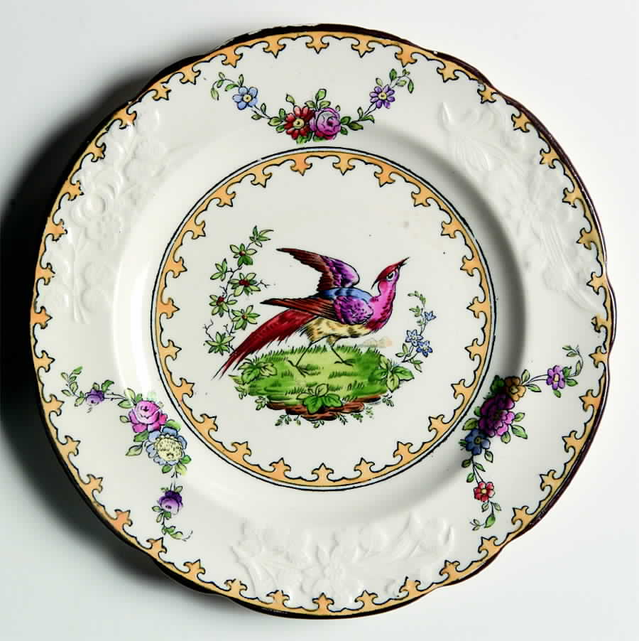 Vienna (Bird Center, Yellow, Scallop) Bread & Butter Plate by Spode-1