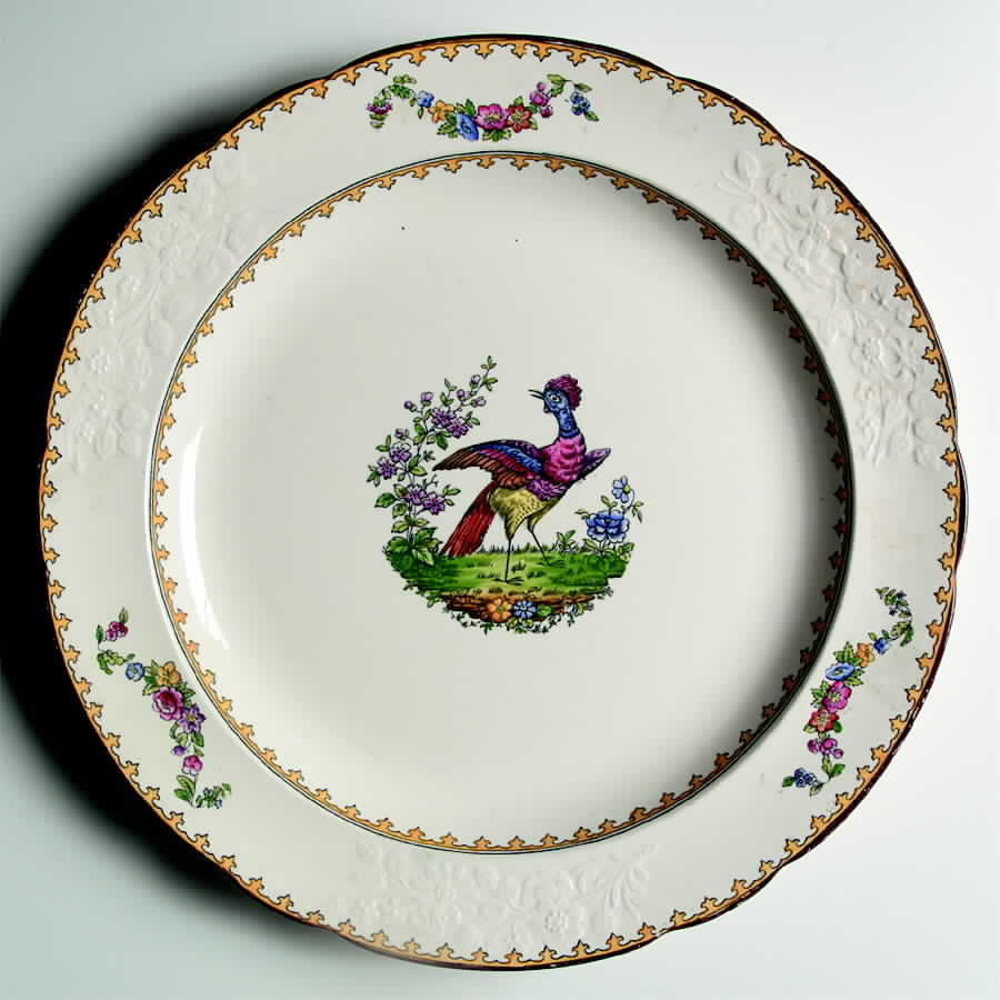 Vienna (Bird Center, Yellow, Scallop) 13" Chop Plate (Round Platter) by Spode-1