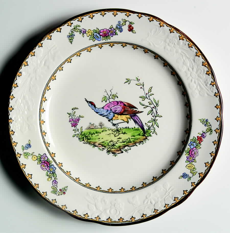 Vienna (Bird Center, Yellow, Scallop) Salad Plate by Spode-1