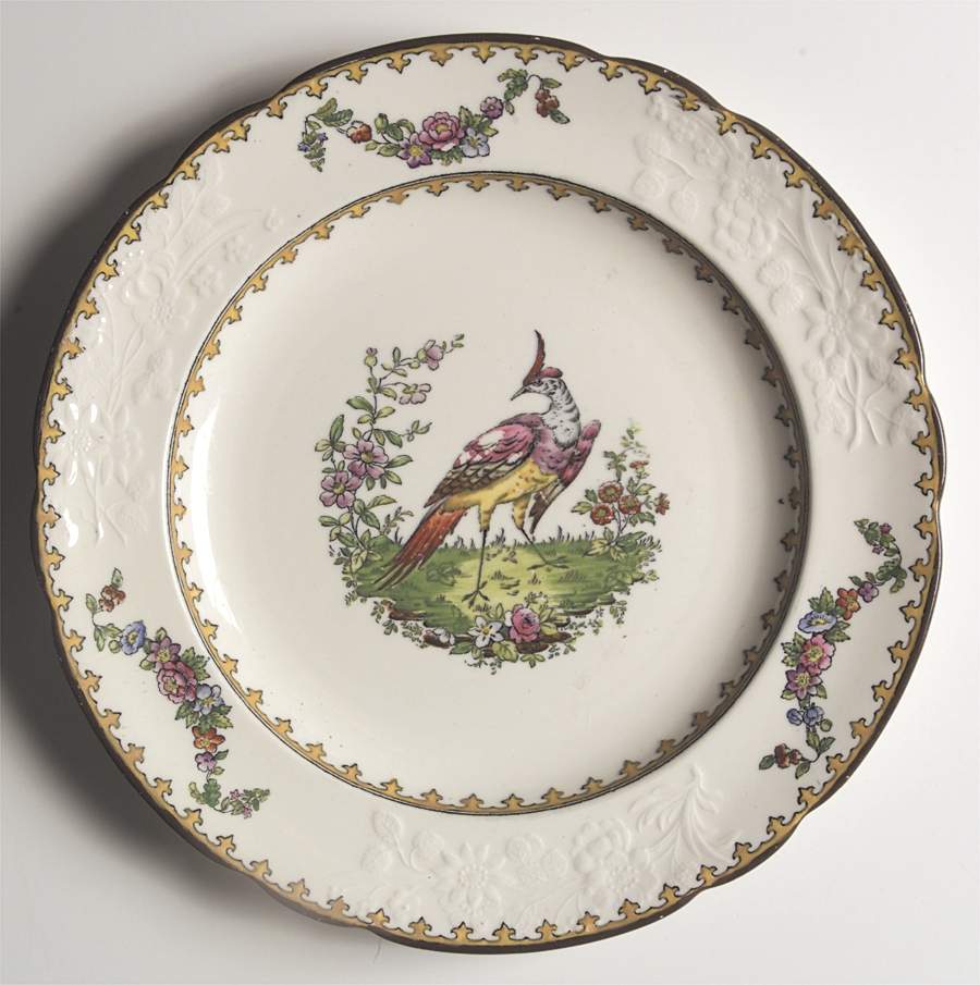 Vienna (Bird Center, Yellow, Scallop) Luncheon Plate by Spode-1