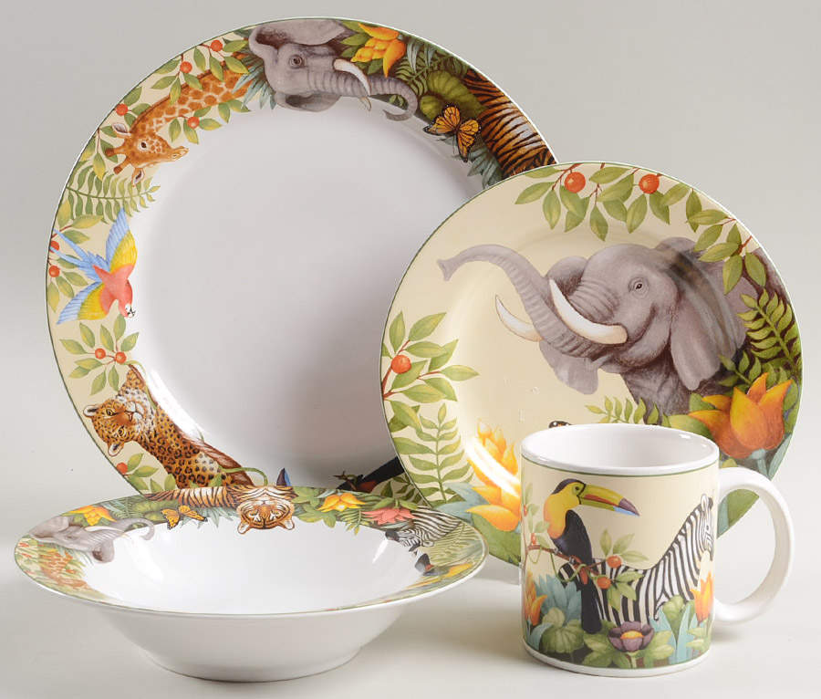 Jungle Animals 4 Piece Place Setting by Sakura-1