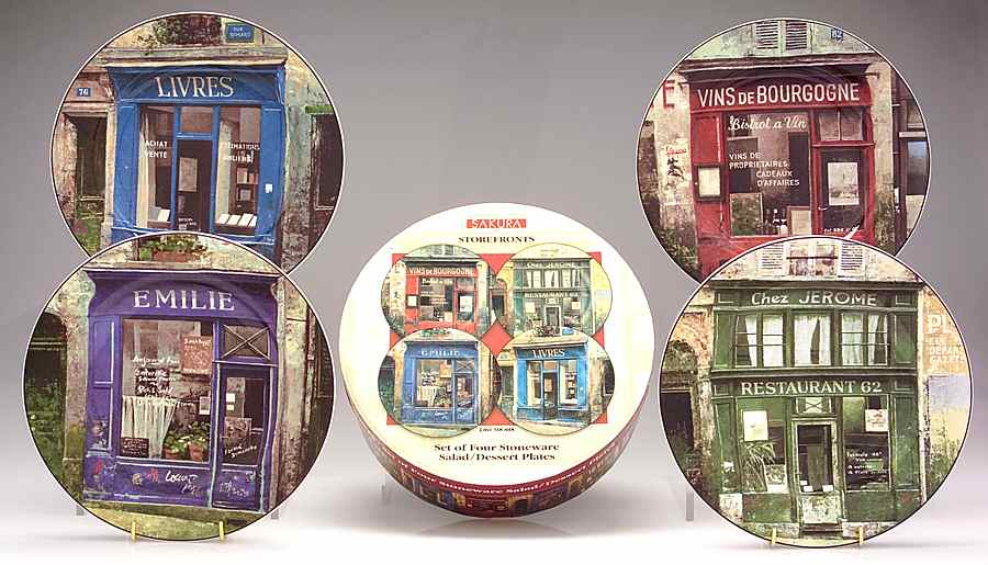 Storefronts Salad/Dessert Plate - Set of 4 Boxed by Sakura-1