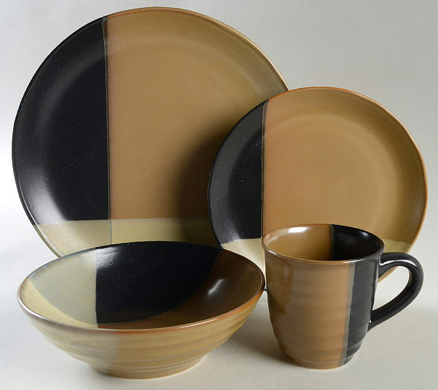 Gold Dust Black 4 Piece Place Setting by Sango-1