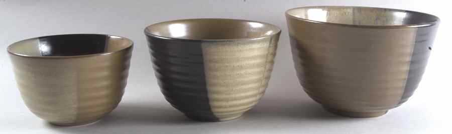 Gold Dust Black (3 Piece) Mixing Bowl Set by Sango-1