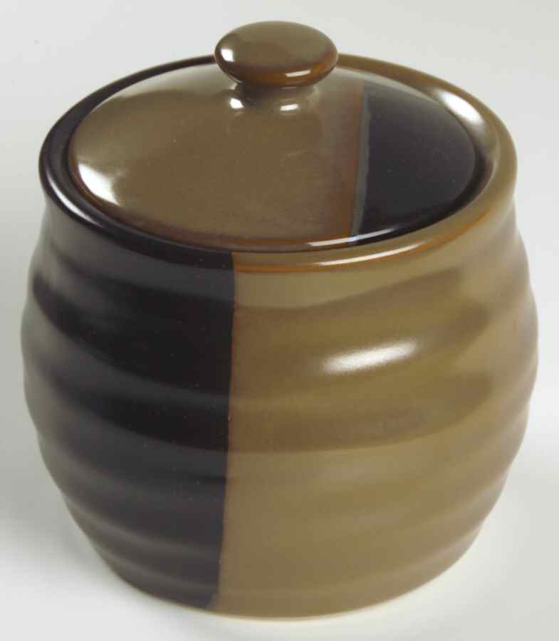 Gold Dust Black Sugar Bowl & Lid by Sango-1