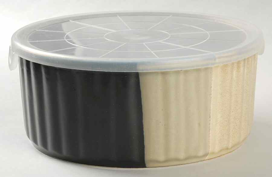 Gold Dust Black 8" Ceramic Storage Bowl & Plastic Lid by Sango-1