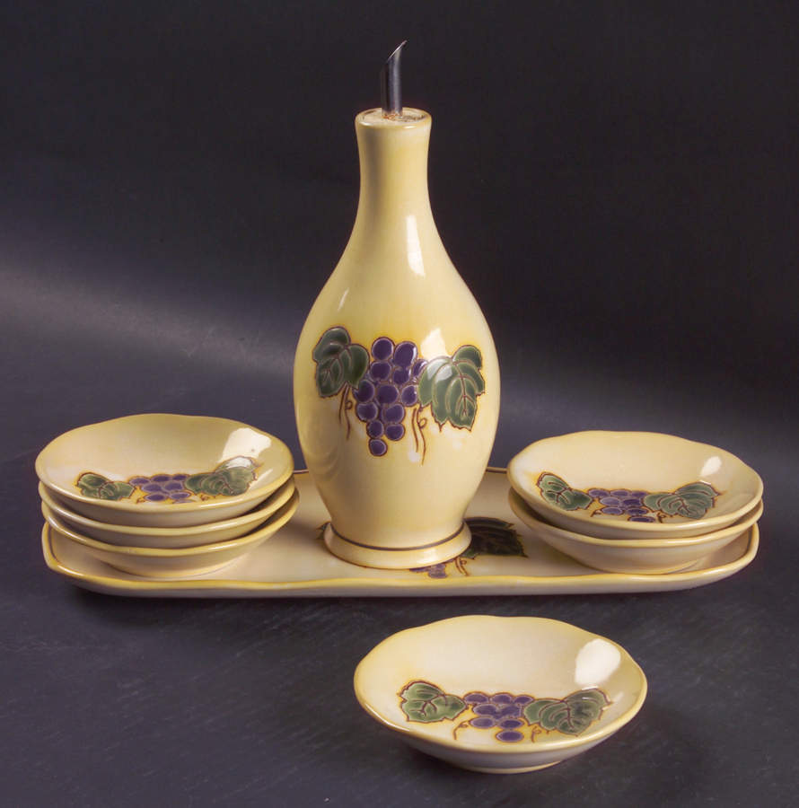 Bordeaux 9-Piece Dipping Set, Oil w/Drizzle, 6 Bowls & Tray by Sango-1