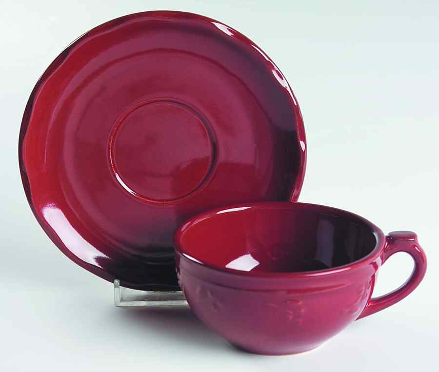 Bella Red (Ruby) Flat Demitasse Cup & Saucer Set by Signature-1