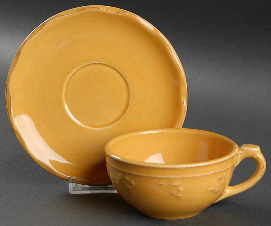 Bella Yellow (Mustard) Flat Demitasse Cup & Saucer Set by Signature-1