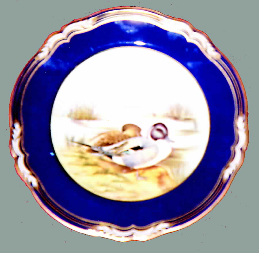 Game Birds Cobalt Band Luncheon Plate by Spode-1