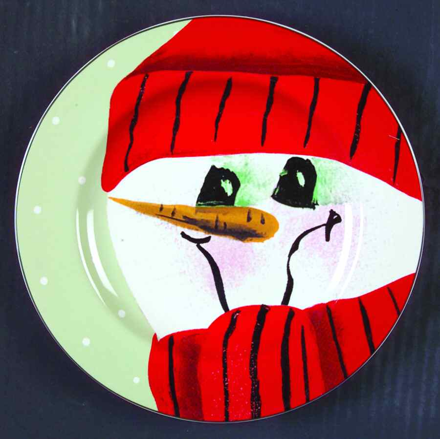 Snowmen Portraits (Decal) Salad/Dessert Plate by Sakura-1