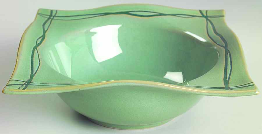 Mystic Cove Green Rim Soup Bowl by Studio Nova-1
