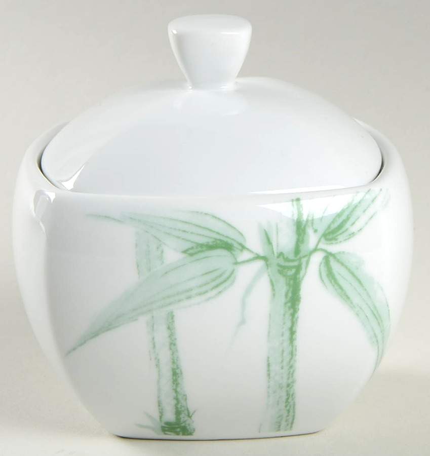 Green Bamboo Sugar Bowl & Lid by Studio Nova-1