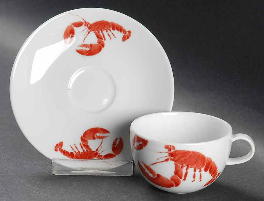 Lobster Red Flat Demitasse Cup & Saucer Set by Studio Nova-1