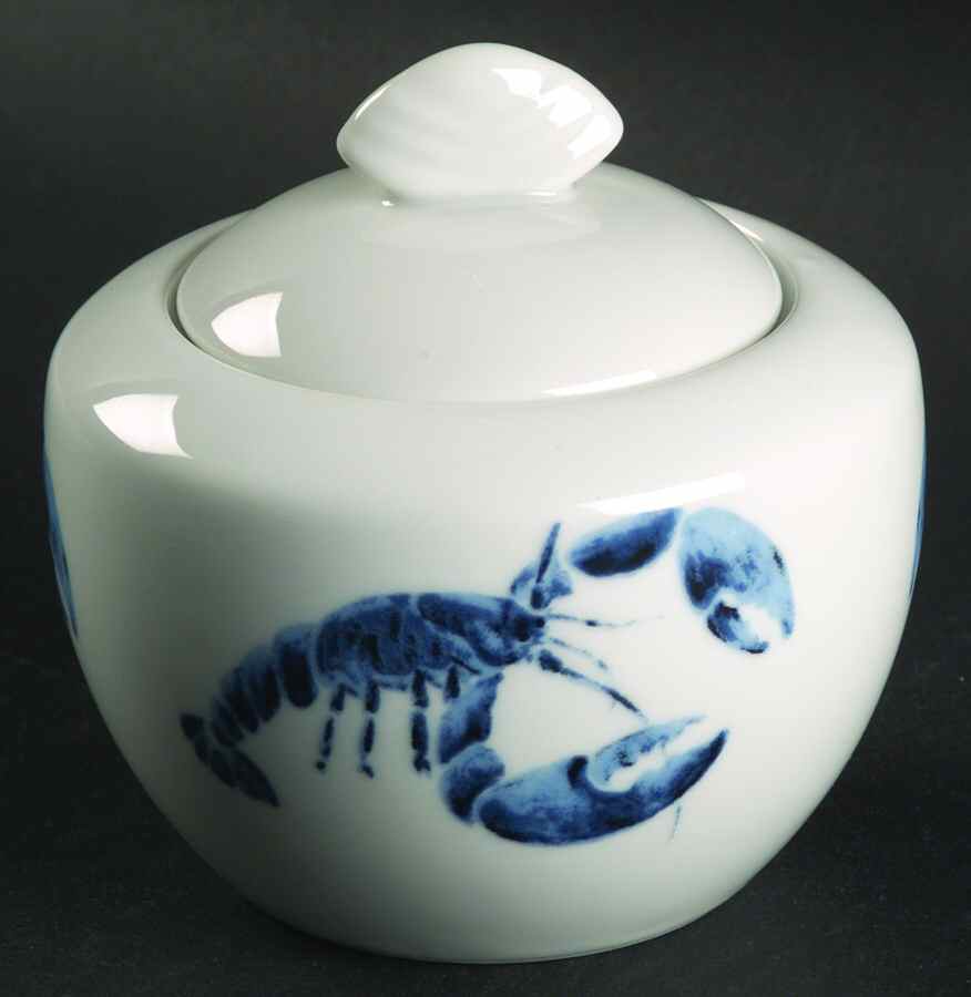 Lobster Blue Sugar Bowl & Lid by Studio Nova-1