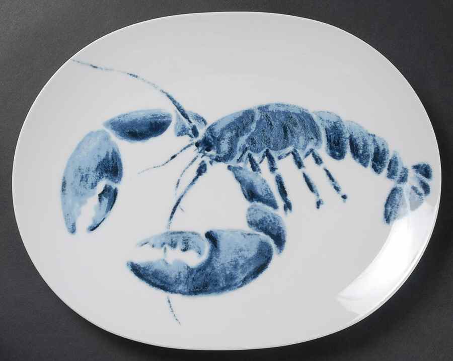 Lobster Blue 12" Oval Serving Platter by Studio Nova-1