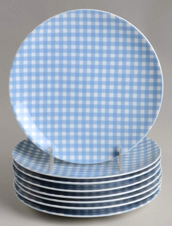 Gingham Sky Blue Salad/Dessert Plate - Set of 8 by Studio Nova-1